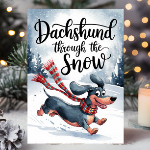 Cartes Pour Fêtes Annuelles Dachshund à travers la neige de Noël
