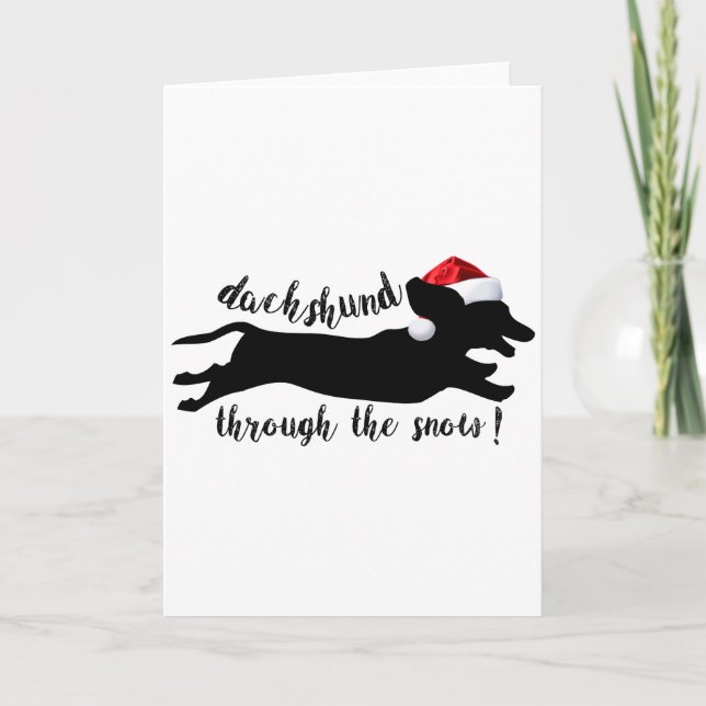 Cartes Pour Fêtes Annuelles Dachshund à travers la neige Fêtes de Noël (Devant)