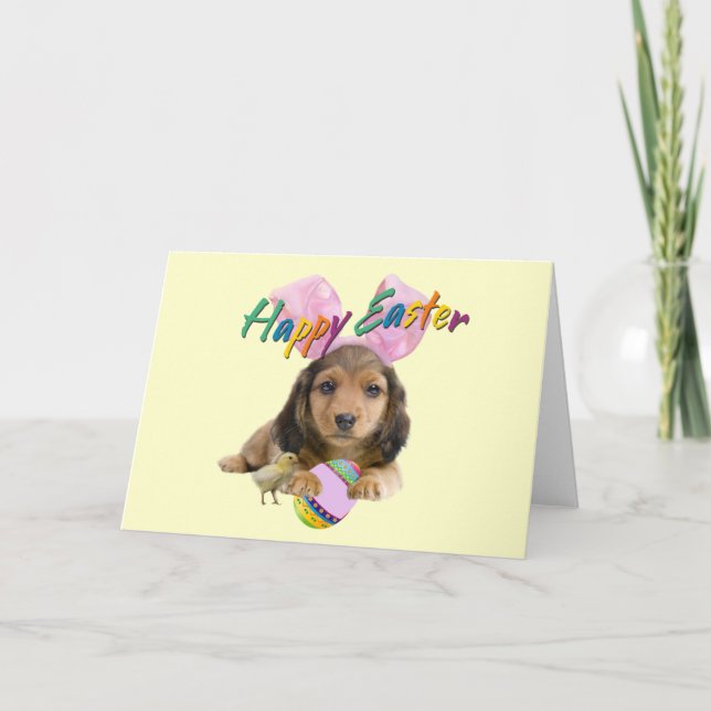 Cartes Pour Fêtes Annuelles Dachshund Bunny de Pâques (Devant)
