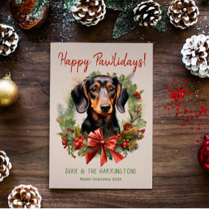 Cartes Pour Fêtes Annuelles Dachshund Chien Noël Joyeux Pawlidays Howlidays