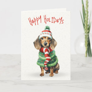 Cartes Pour Fêtes Annuelles Dachshund De Noël Dans Les Snowflakes