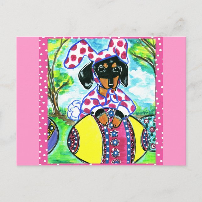 Cartes Pour Fêtes Annuelles Dachshund de Pâques (Devant)