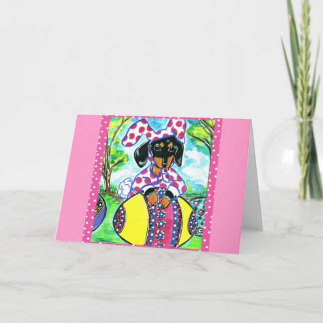 Cartes Pour Fêtes Annuelles Dachshund de Pâques (Devant)