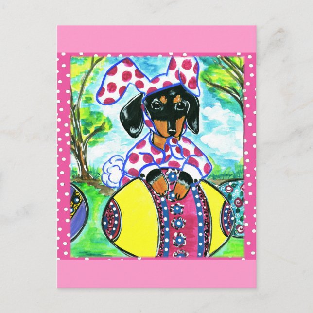 Cartes Pour Fêtes Annuelles Dachshund de Pâques (Devant)