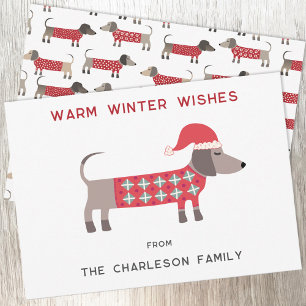 Cartes Pour Fêtes Annuelles Dachshund Dog dans le Père Noël amusant
