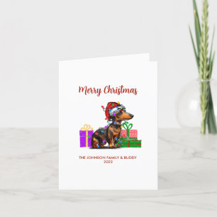 Cartes Pour Fêtes Annuelles Dachshund et les lumières de Noël