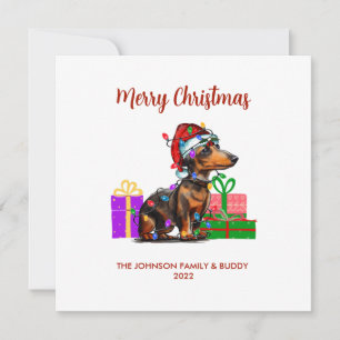 Cartes Pour Fêtes Annuelles Dachshund et les lumières de Noël
