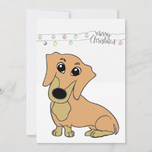 Cartes Pour Fêtes Annuelles dachshund fauve et tan cartoon