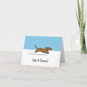 Cartes Pour Fêtes Annuelles Dachshund Laisser neiger - Joyeux Noël de chien Wi