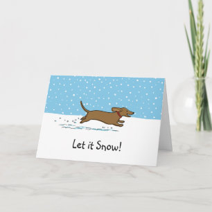 Cartes Pour Fêtes Annuelles Dachshund Laisser neiger - Joyeux Wiener Dog Holid