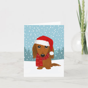 Cartes Pour Fêtes Annuelles Dachshund Père Noël Wiener Chien Noël