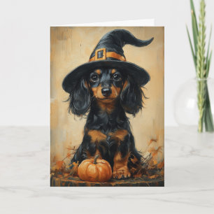 Cartes Pour Fêtes Annuelles Dachshund Pupy Witch