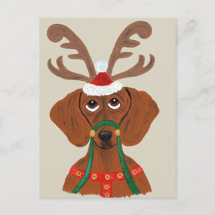 Cartes Pour Fêtes Annuelles Dachshund Reindeer