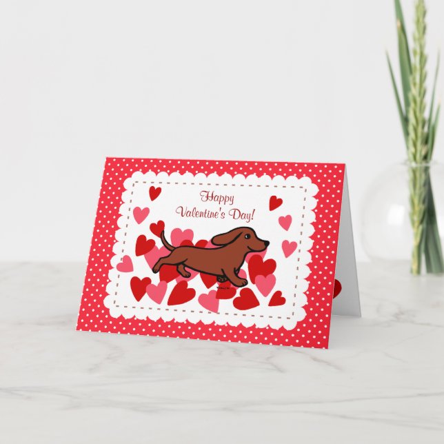 Cartes Pour Fêtes Annuelles Dachshund Valentine Caricature (Devant)