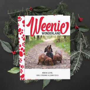 Cartes Pour Fêtes Annuelles Dachshund Weenie Chien de Noël Photo personnalisée