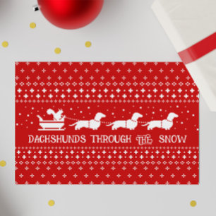 Cartes Pour Fêtes Annuelles Dachshunds Chiens de Noël Sleigh Ride Holiday