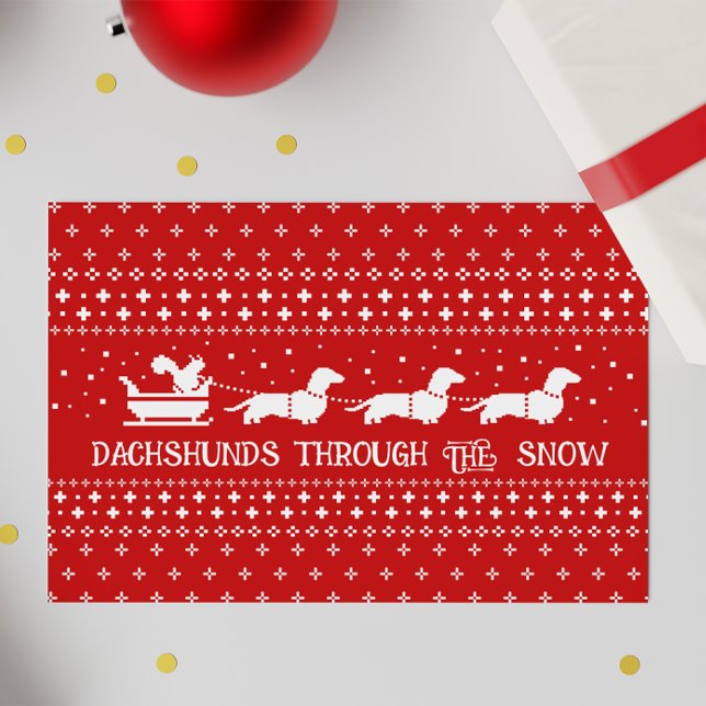 Cartes Pour Fêtes Annuelles Dachshunds Chiens de Noël Sleigh Ride Holiday (Créateur téléchargé)