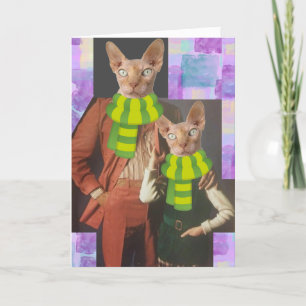 CARTES POUR FÊTES ANNUELLES DAD BIRTHDAY RETRO CAT FUNNY GREETING CARD