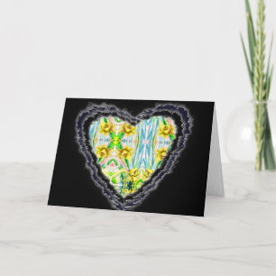 Cartes Pour Fêtes Annuelles Daffodil Heart Motif Valentine Love Romance Card