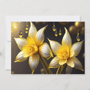 Cartes Pour Fêtes Annuelles Daffodiles élégantes aux accents or, Pâques