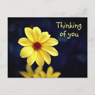 Cartes Pour Fêtes Annuelles Dahlia Jaune Élégante Fleur Pensée de Vous