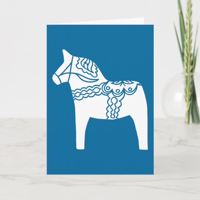Cartes Pour Fêtes Annuelles Dala Horse Blue (Devant)