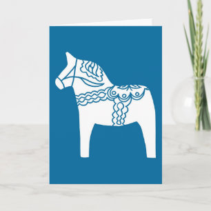 Cartes Pour Fêtes Annuelles Dala Horse Blue