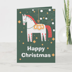 Cartes Pour Fêtes Annuelles Dala suédois Cheval Noël, blanc