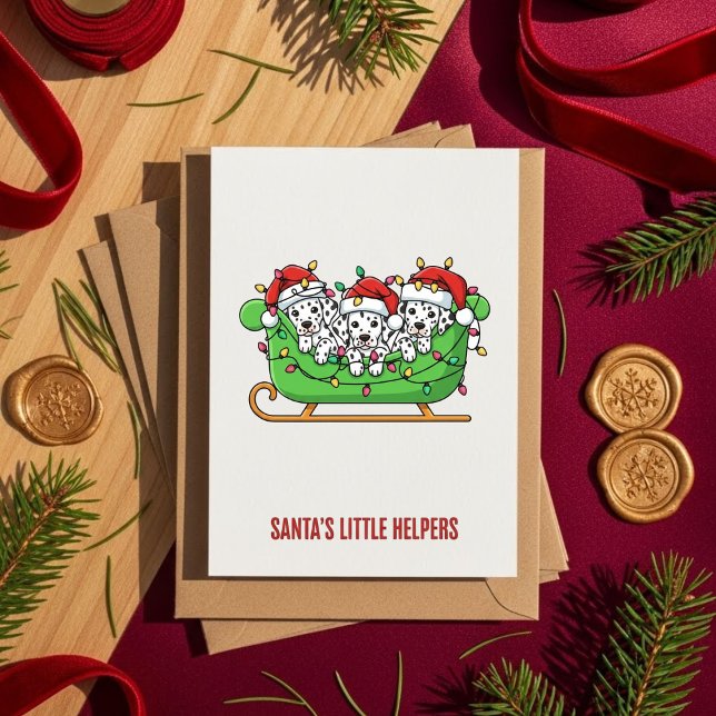 Cartes Pour Fêtes Annuelles Dalmatian Dog Christmas Card – Santa’s Helpers (Créateur téléchargé)