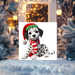 Cartes Pour Fêtes Annuelles Dalmatien au chapeau de Père Noël