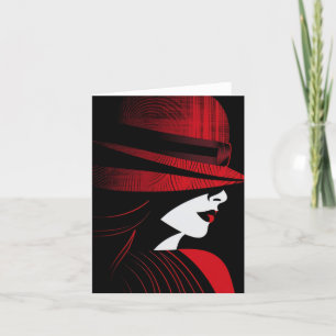 Cartes Pour Fêtes Annuelles Dame Art déco rouge et noir en Casquette