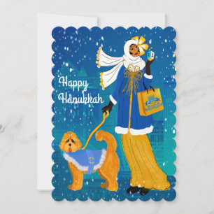 Cartes Pour Fêtes Annuelles Dame Art Nouveau avec Doodle Dog