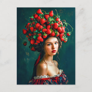 Cartes Pour Fêtes Annuelles Dame baroque à la couronne de fraises