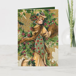 Cartes Pour Fêtes Annuelles dame de Noël vintage festive