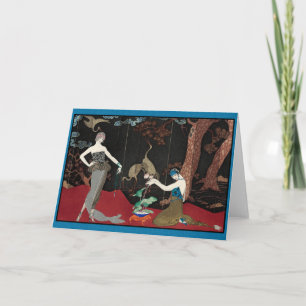 Cartes Pour Fêtes Annuelles Dame et cigognes Art déco