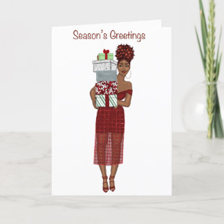 Cartes Pour Fêtes Annuelles Dame portant des cadeaux de Noël