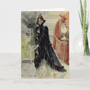 Cartes Pour Fêtes Annuelles Dame victorienne - Robe Vintage de mode noire