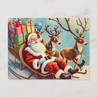 Cartes Pour Fêtes Annuelles Dancing Snowflakes with Père Noël : Ajouter votre 