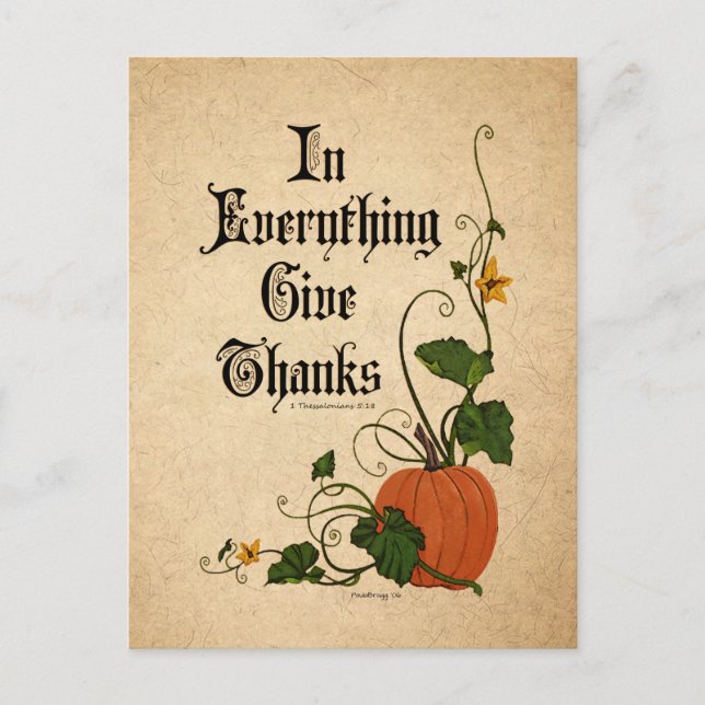 Cartes Pour Fêtes Annuelles "Dans tout ce qui donne merci" Thanksgiving Citrou (Devant)