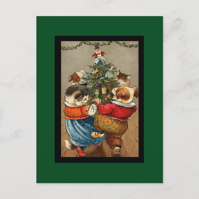 Cartes Pour Fêtes Annuelles Danse autour de l'arbre de Noël (Devant)
