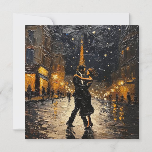 Cartes Pour Fêtes Annuelles Danse d'amour dans la ville lumière (Devant)