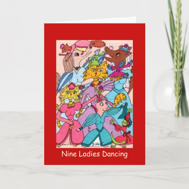 Cartes Pour Fêtes Annuelles Danse de neuf dames (Devant)