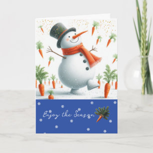 Cartes Pour Fêtes Annuelles Danse de Patch de Carotte de Snowman