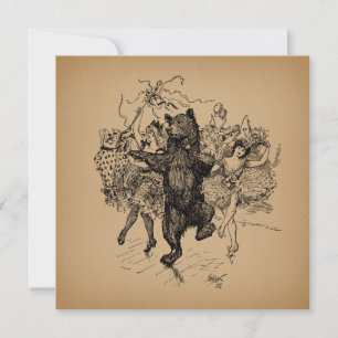Cartes Pour Fêtes Annuelles Danse Ours Cirque Vintage Art