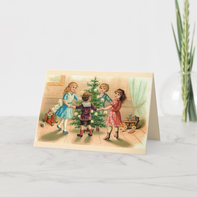 Cartes Pour Fêtes Annuelles Danser autour de l'arbre de Noël (Devant)