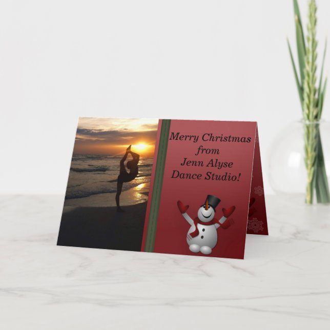 Cartes Pour Fêtes Annuelles Danseur Silhouette Dance Studio Snowman Noël (Devant)