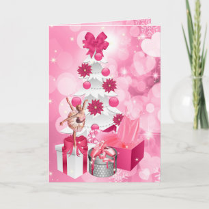Cartes Pour Fêtes Annuelles Danseuse thème rose Ballerina Noël
