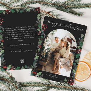 Cartes Pour Fêtes Annuelles Dark Moody Winter Botanical Photo Christmas Card