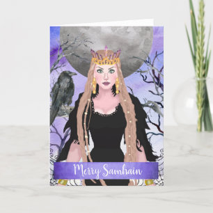 Cartes Pour Fêtes Annuelles Dark Samhain Queen Pleine lune violette