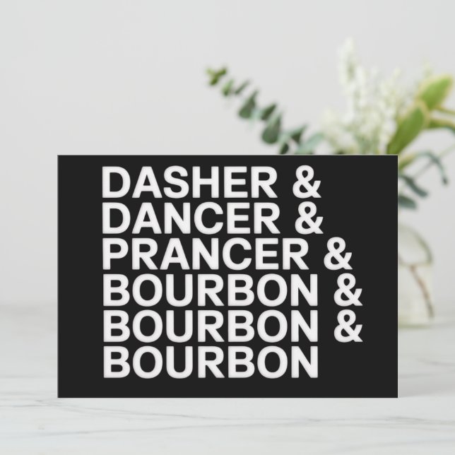 Cartes Pour Fêtes Annuelles Dasher Dancer Prancer & Bourbon Christmas Holiday  (Debout devant)